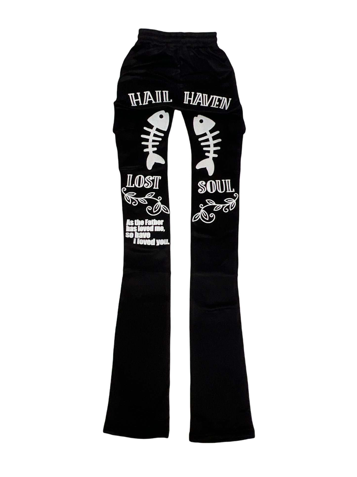 AT MOST FEAR (ATMOSPHERE) STACKED JOGGERS W/ POCKETS BLACK & WHITE