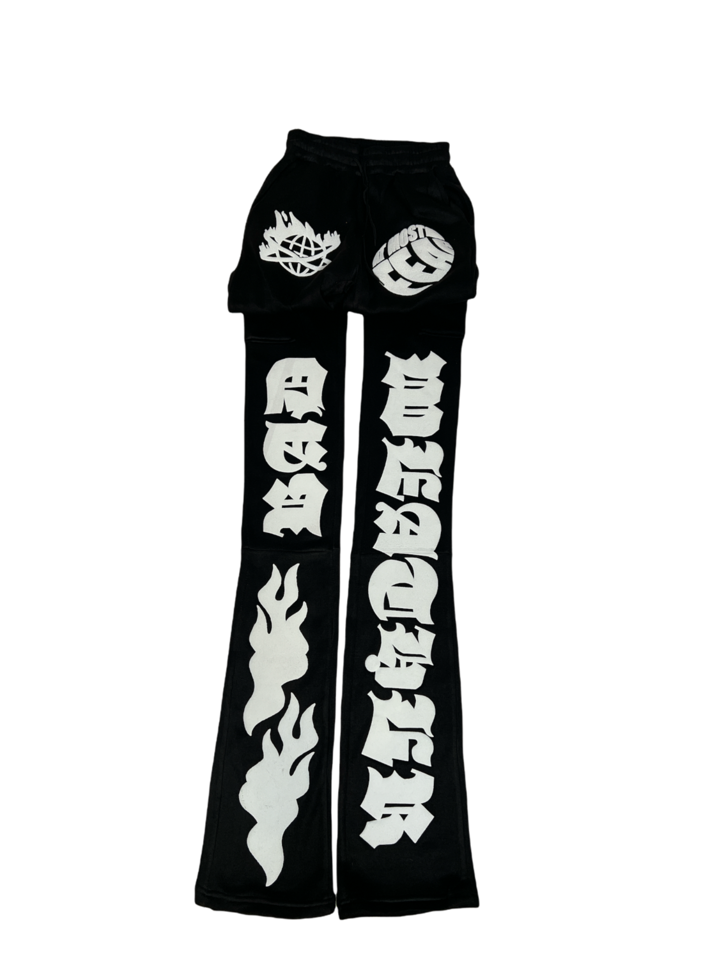 AT MOST FEAR (ATMOSPHERE) STACKED JOGGERS W/ POCKETS BLACK & WHITE